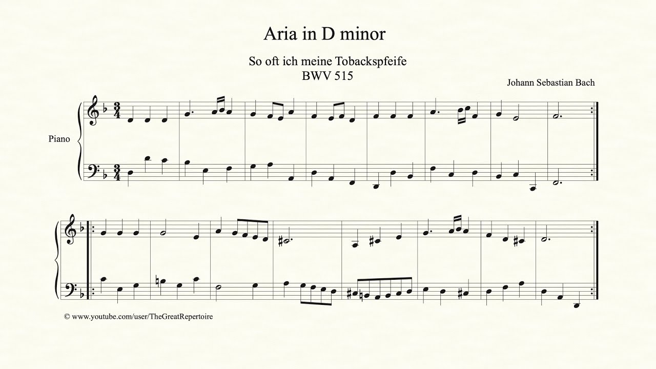 Bach, Aria in D minor, BWV 515, Organ
