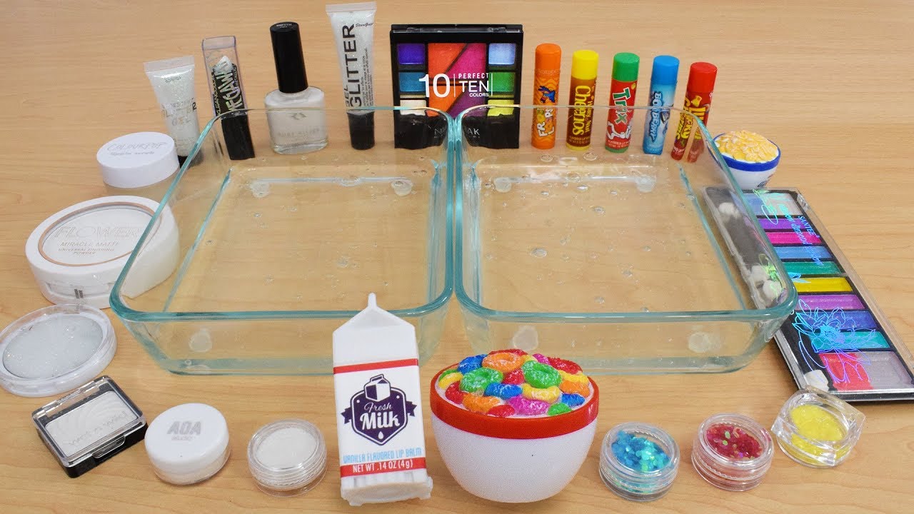 Milk vs Rainbow Cereal Mixing Makeup Eyeshadow Into Slime Special Series 186 Satisfying Slime Video