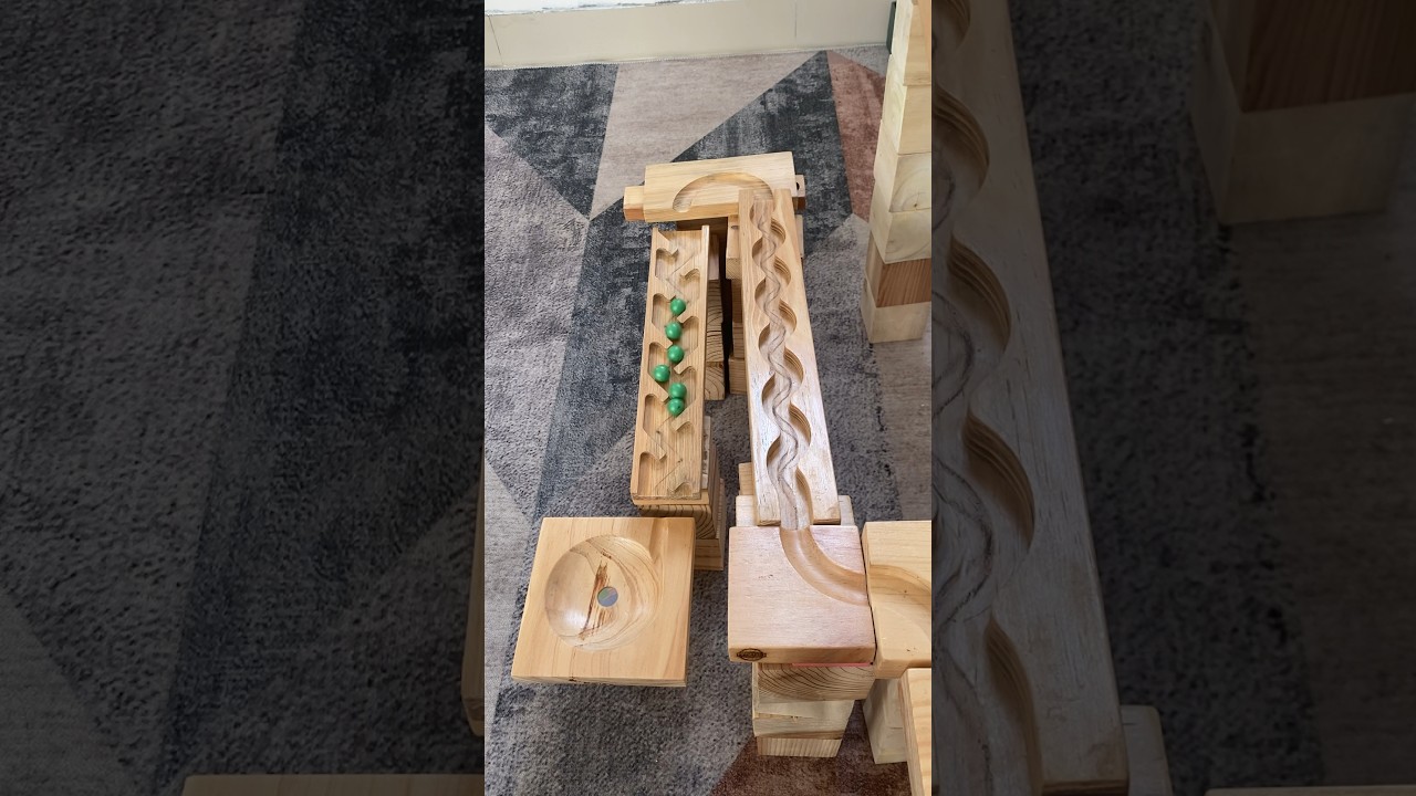Satisfying ASMR Green Marbles Run #marblesasmr #marblesrun #marbleracing #satisfying #shorts