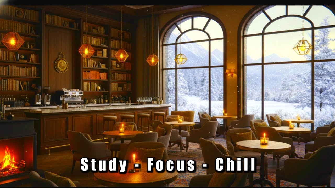 Cozy Winter Coffee Shop Ambience & Relaxing Piano Jazz Music to Study ⛄ Warm Jazz Instrumental Music