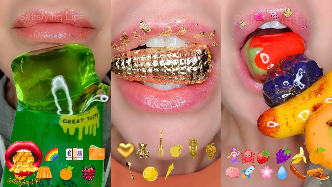 4 Hours Satisfying Eating EMOJI ASMR CHALLENGE  Relax Study Sleep Mukbang