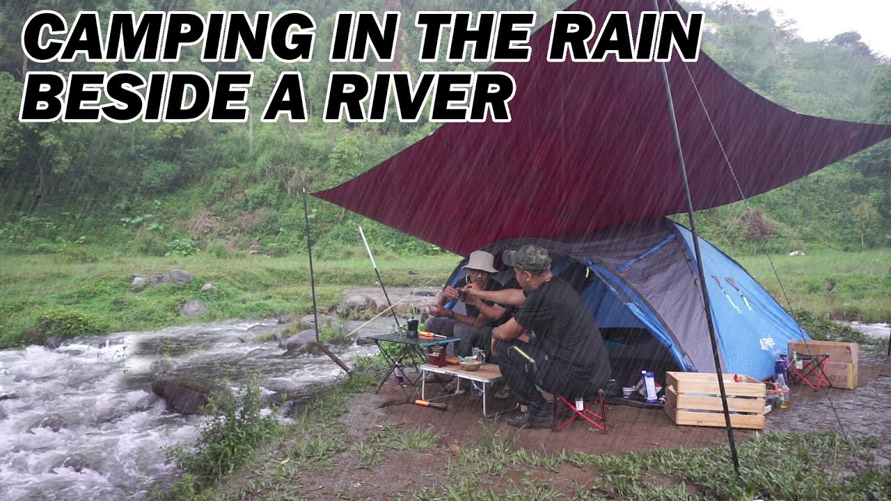 #04 Camping In The Rain Beside A River | ASMR | Honda Win | Honda CRF | Daihatsu Terios