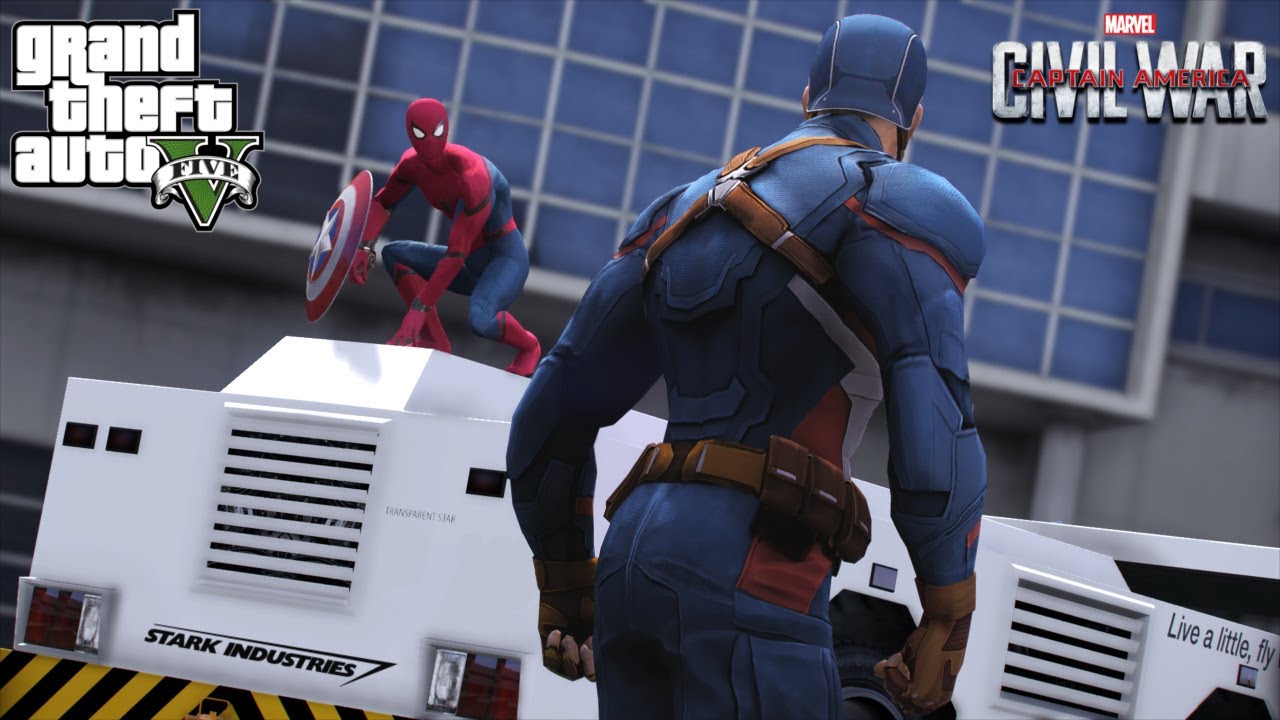 GTA 5 - Captain America: Civil War | Spider-Man VS Captain America! (4K Ultra HD Gameplay)