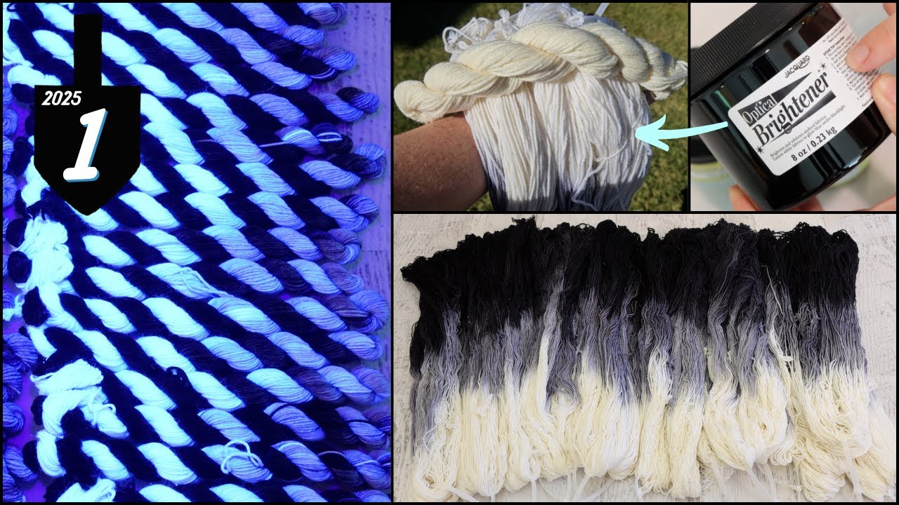 Dyeing Fluorescent White Variegated Yarn; Monochromatic Variegated Yarn (2025 Chanukah Night 1)
