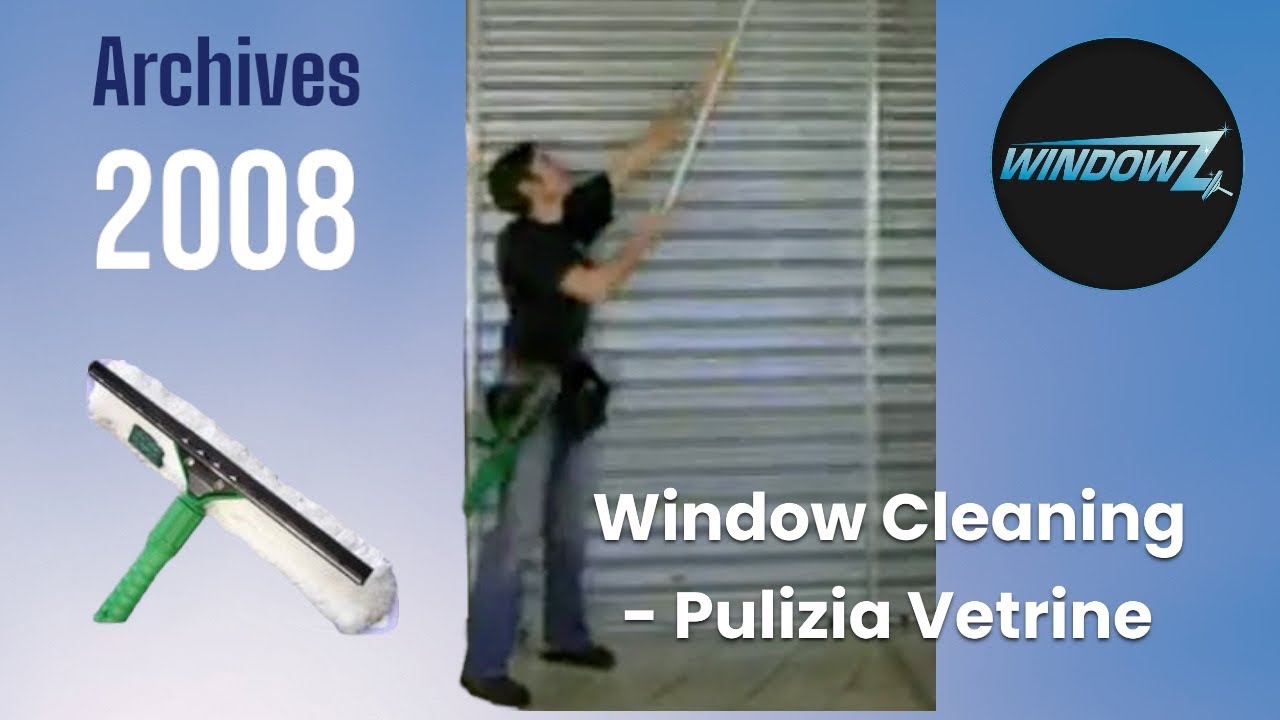 Cleaning Shop Windows with Extension Pole