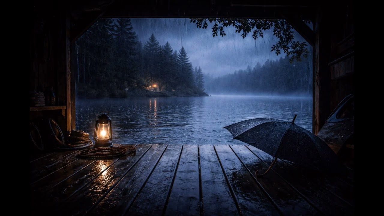 Rain Sounds by the Lake at Night 🌧️ Sleep All Night | Deep Sleep White Noise
