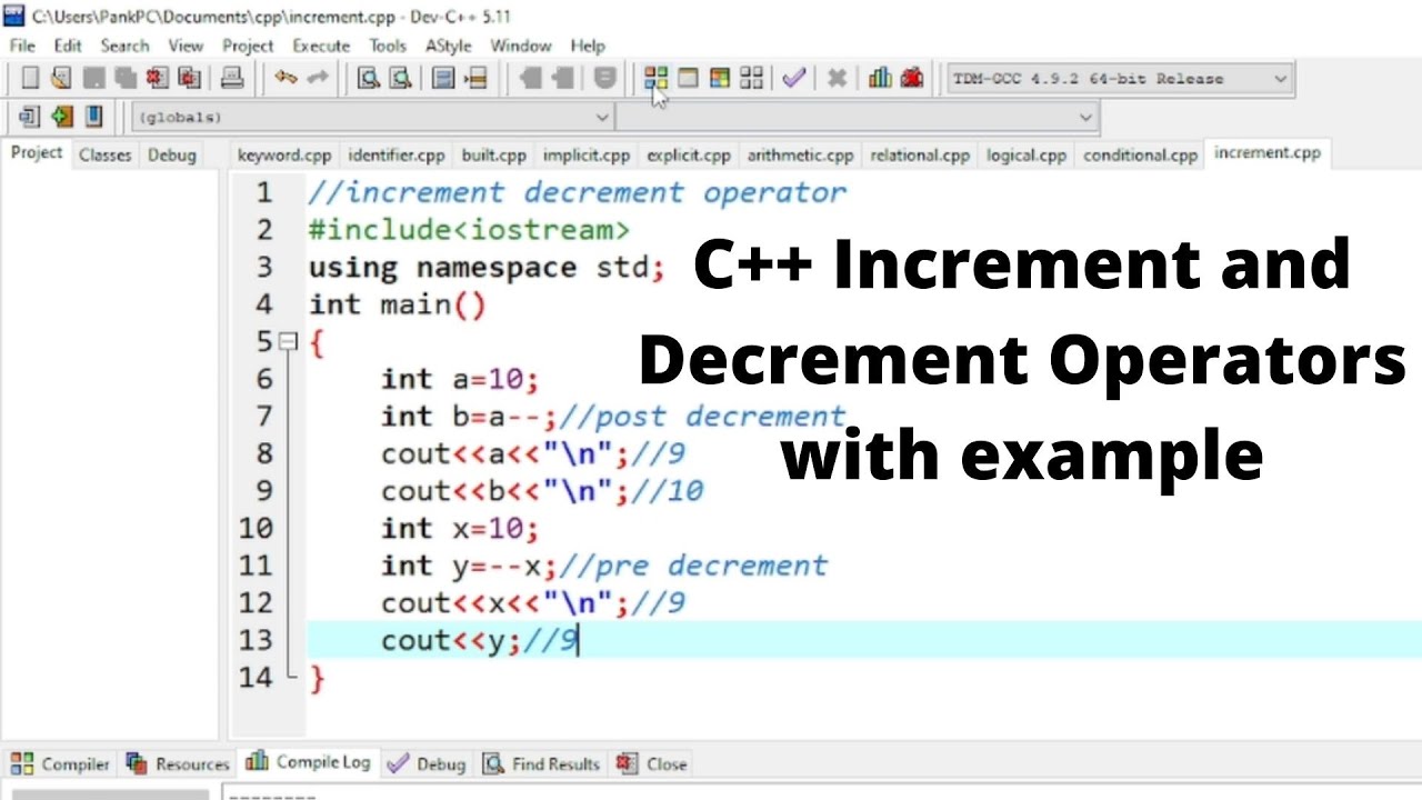 C++ Tutorials 18 - Increment and Decrement Operators in C++ with examples in Hindi CSE GYAN