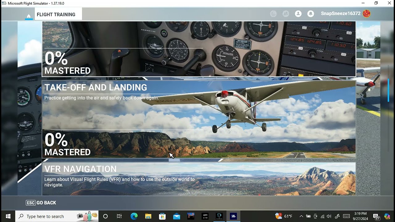 Microsoft Flight simulator set up