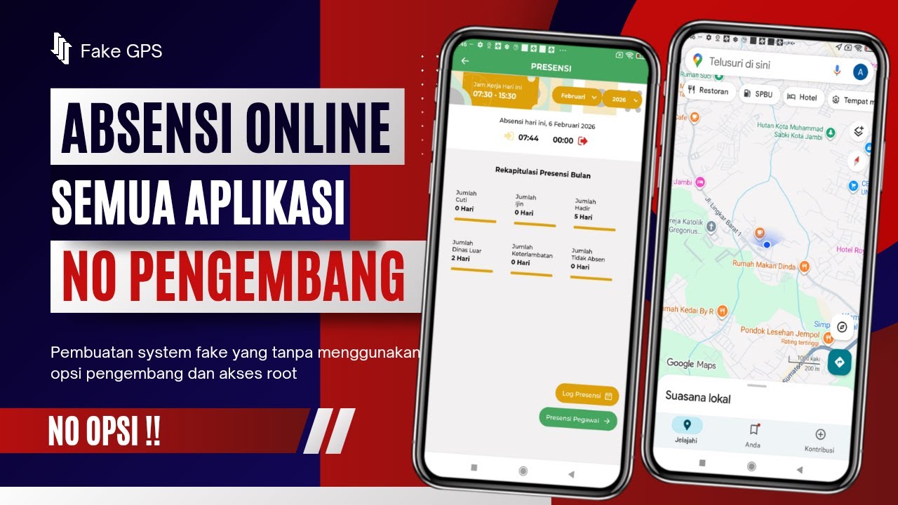 Fake GPS Absensi 100% Berhasil Untuk Semua Aplikasi Absensi Tanpa root dan Opsi Pengembang
