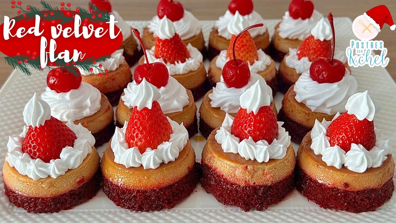 MINI RED VELVET IMPOSIBLE  postre 2 en 1 de flan y pastel | ESPECIAL NAVIDAD | POSTRES CON IXCHEL