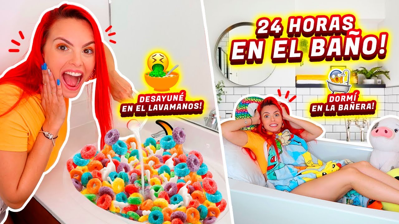 COMÍ EN EL LAVAMANOS!!🤮 24 HORAS EN EL BAÑO🛁 | Jenny Devil😈