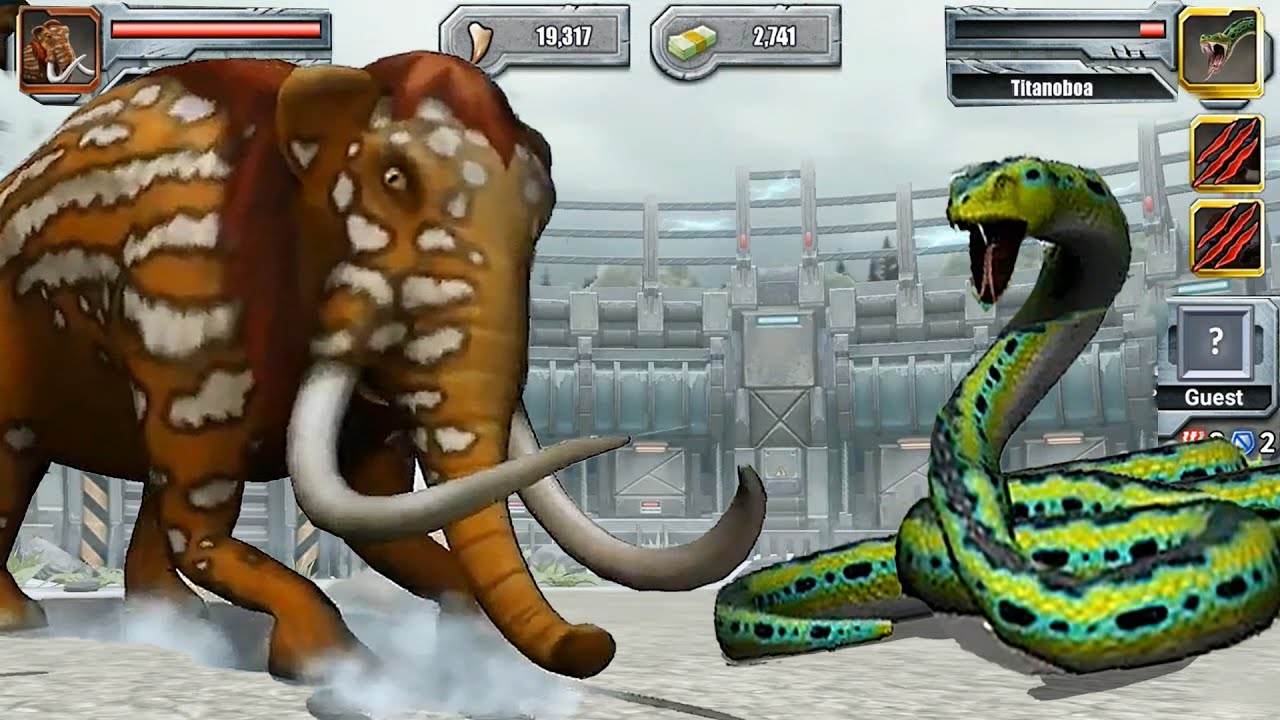 Titanoboa Vs Woolly Mammoth (The Woolly Ultimate Smackdown) | Jurassic Park Builder