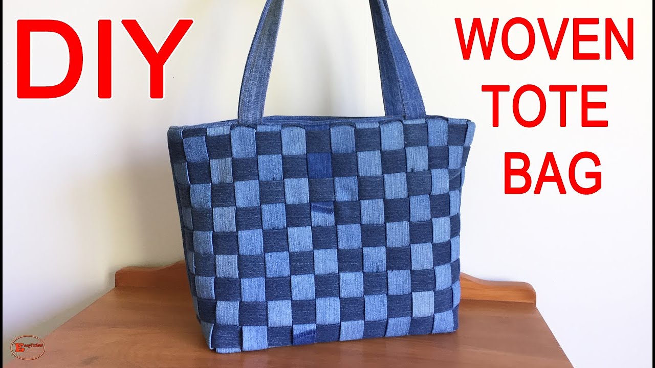 WOVEN BAG DIY | WEAVING BAG IDEAS | DENIM BAG MADE FROM OLD JEANS/OLD JEANS BAG DIY/DIY BAG TUTORIAL