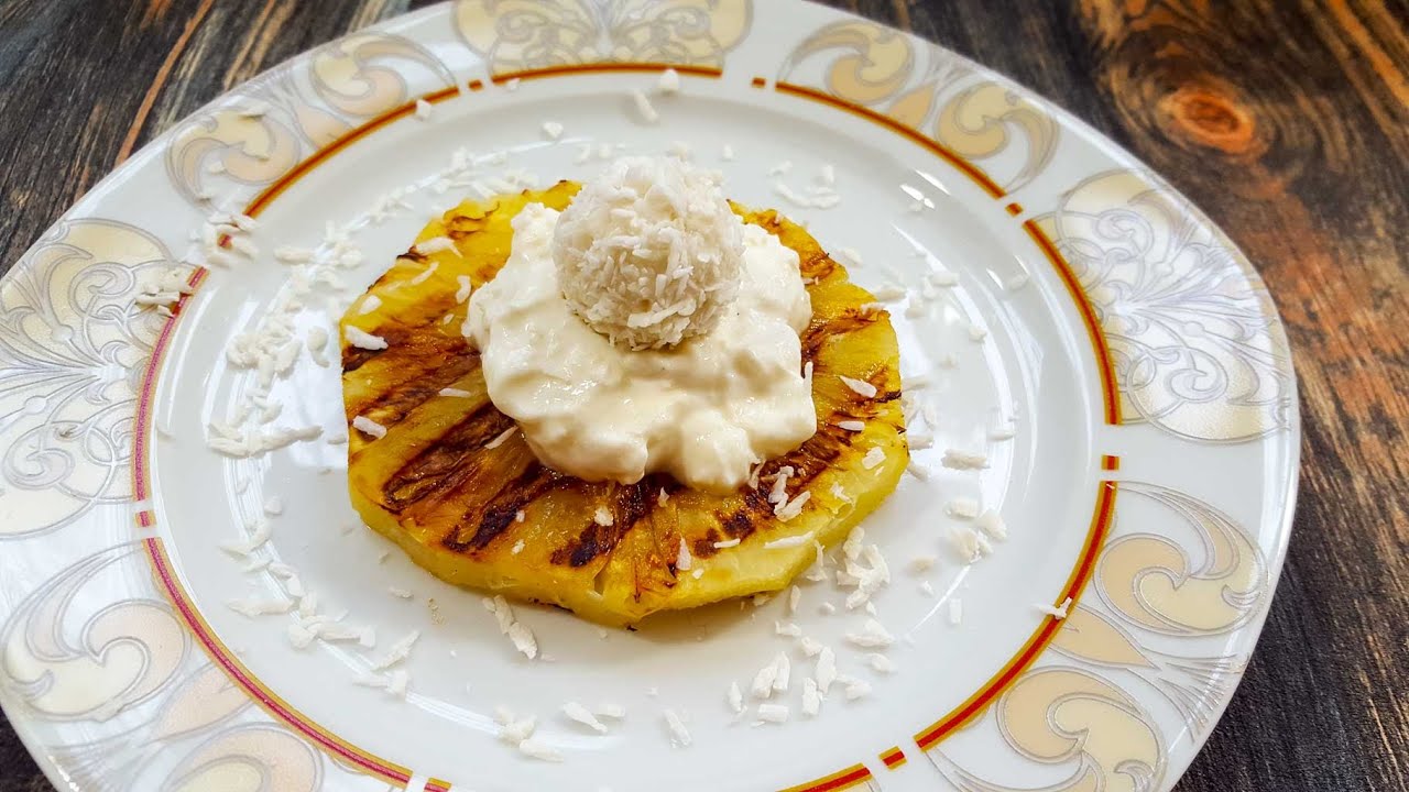 gegrillte Ananas mit Raffaello Creme - Dessert - Rezept und Anleitung - Natürlich Lecker
