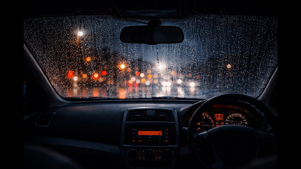 Heavy Rain on Car Window at Night 🚗🌧️ Thunderstorm Sounds for Deep Sleep (3 Hours)