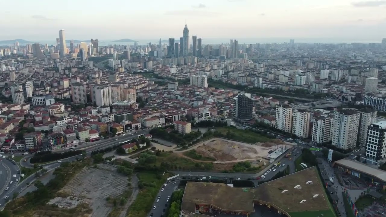 Umraniye Buyaka Shopping Center area by Drone (4k). Istanbul. Turkey