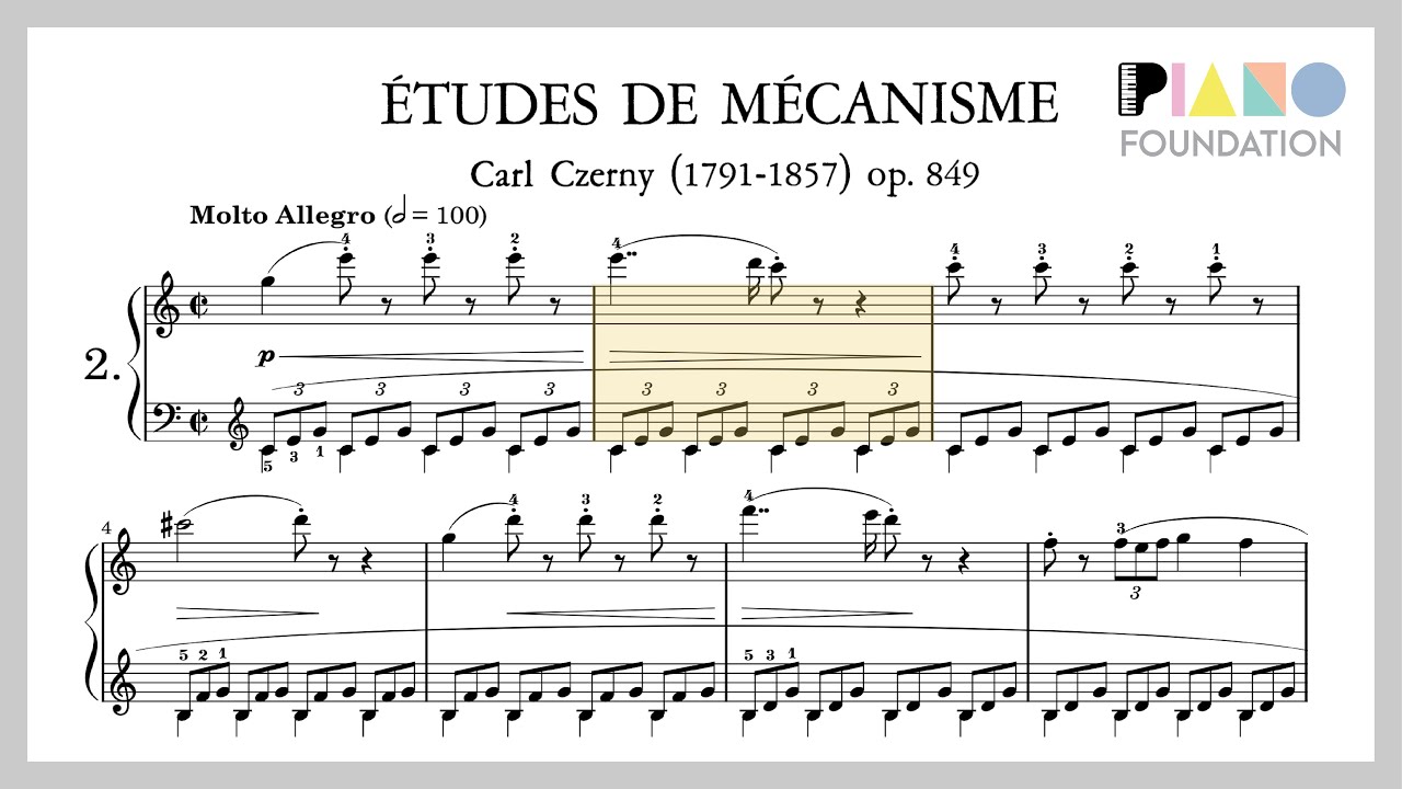 Czerny Op. 849 No. 2 at Full Speed (BPM = 108): Beautiful exercise for the left hand