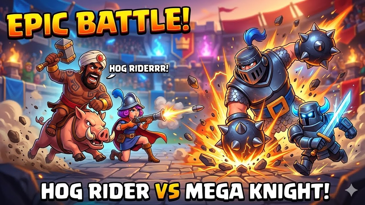 Hog EQ vs MegaKnight Mini Pekka | Clash Royale | Trophy Road