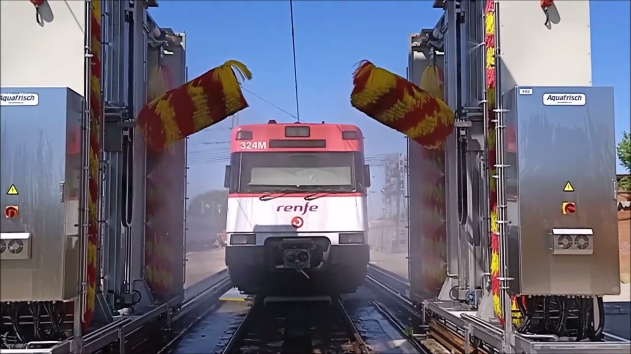 Lavado cabina trenes zona acoplamiento -  Train cabin wash coupling area