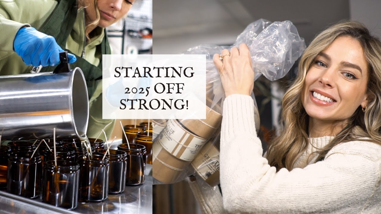 SMALL BUSINESS VLOG: Packing orders, pouring candles, label unboxing, cleaning the candle studio