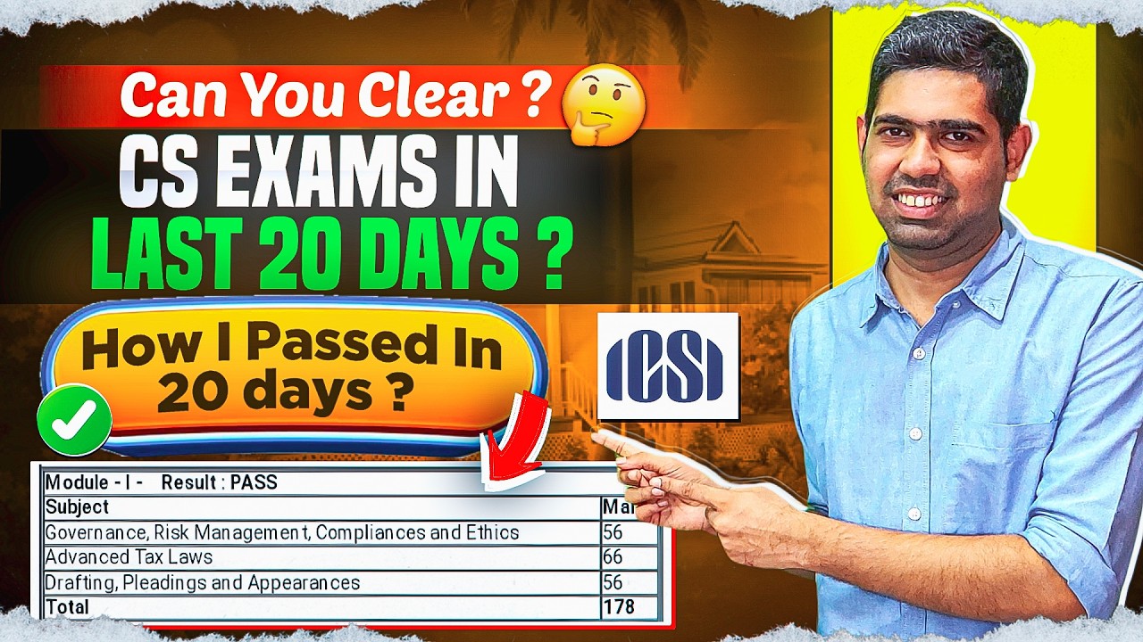 Can you clear CS exams in last 20 days? Panic or Prepare? CS Exam June 2026 |CS Executive