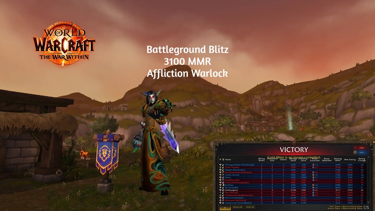🔥 3100 MMR Battleground Blitz | Affliction Warlock - 11.0.7 - The War Within 🔥