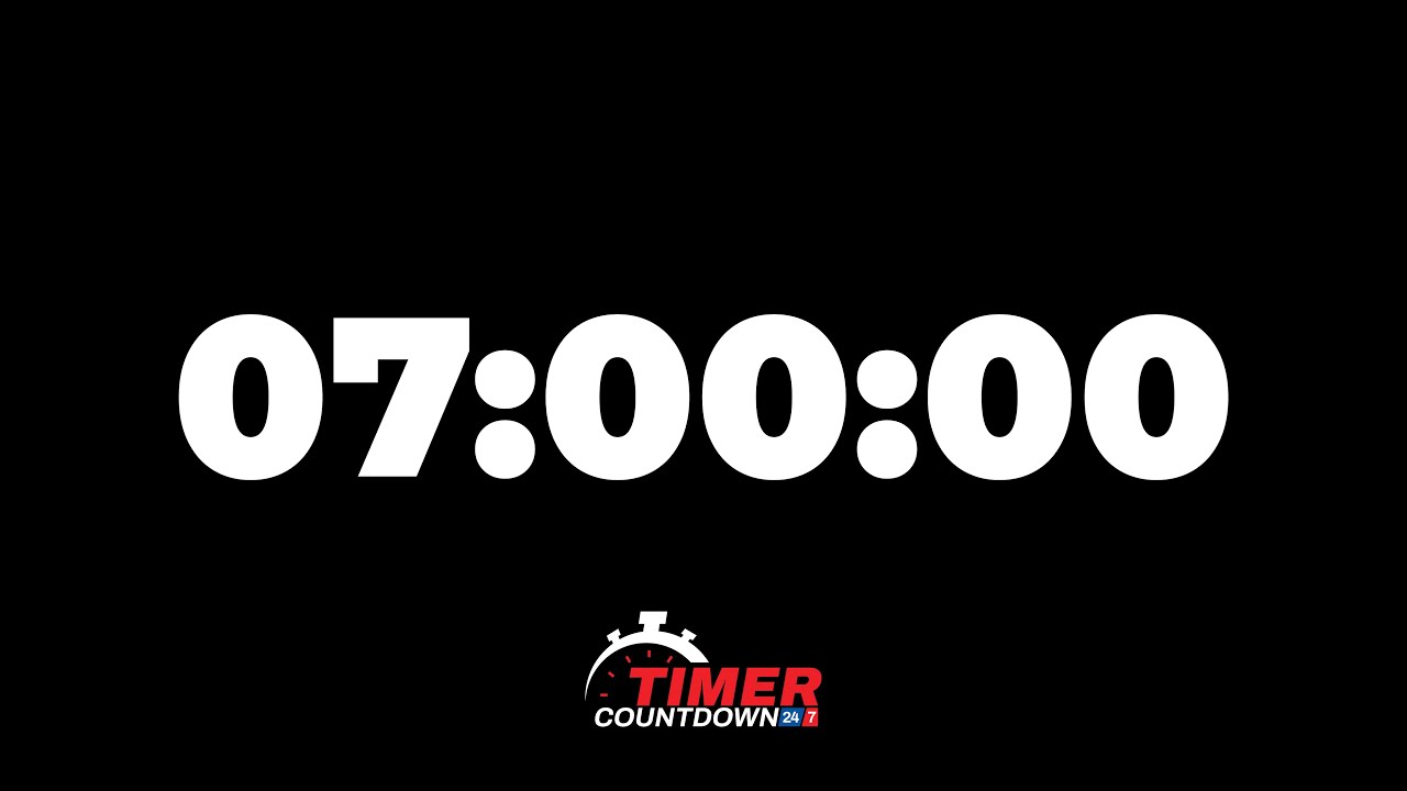 7 Hour Timer | Black Screen Countdown with Alarm