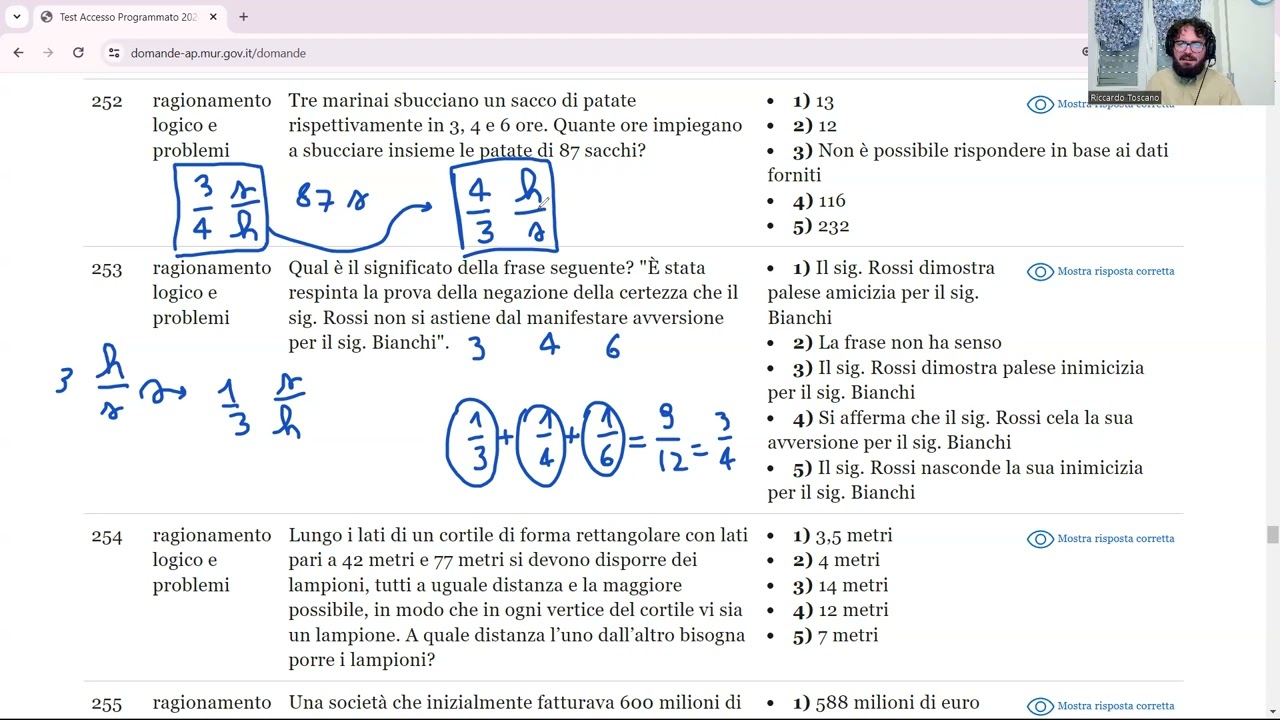Maggio 2024 | Logica n° 252 | Tre marinai sbucciano un sacco di patate rispettivamente in 3, 4 e 6 …