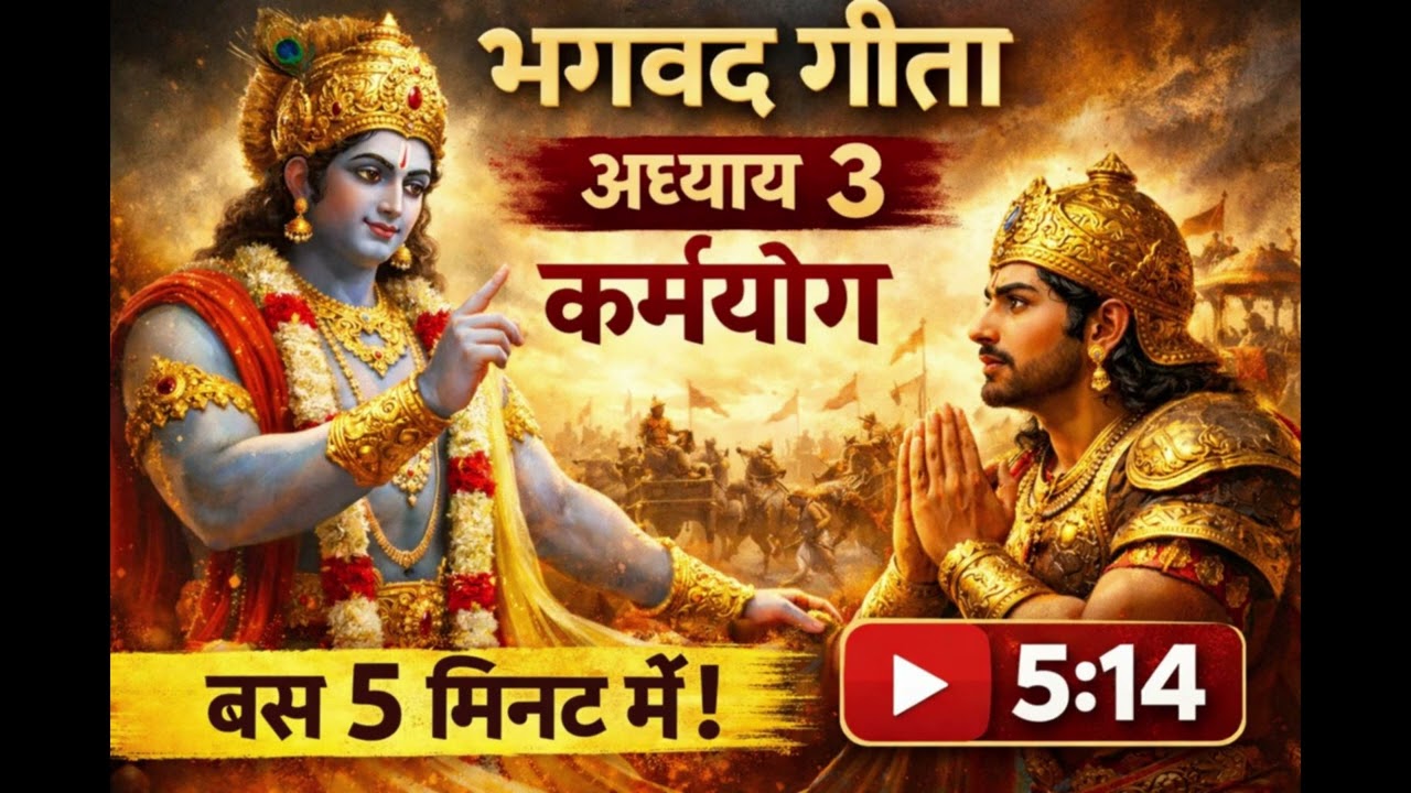 bhagavad gita adhyay 2| Bhagavad Gita Adhyay 3 | कर्मयोग | 5 Minutes Full Explanation | Hindi