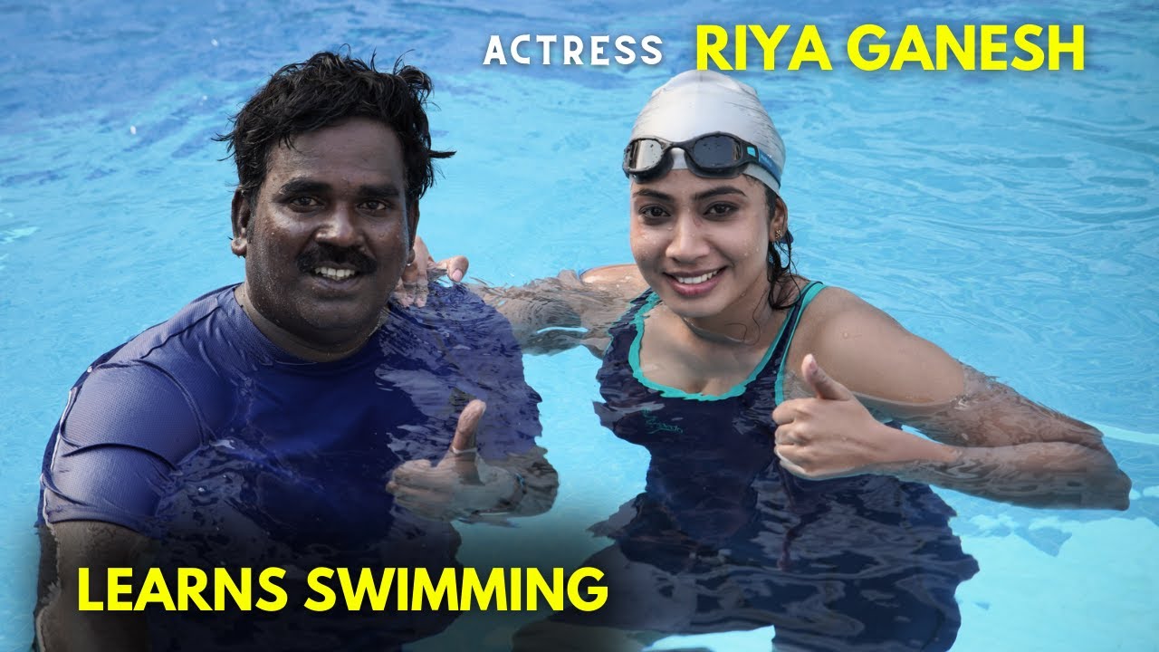 Actress Riya Ganesh's Learns swimming | Dinesh swimming school