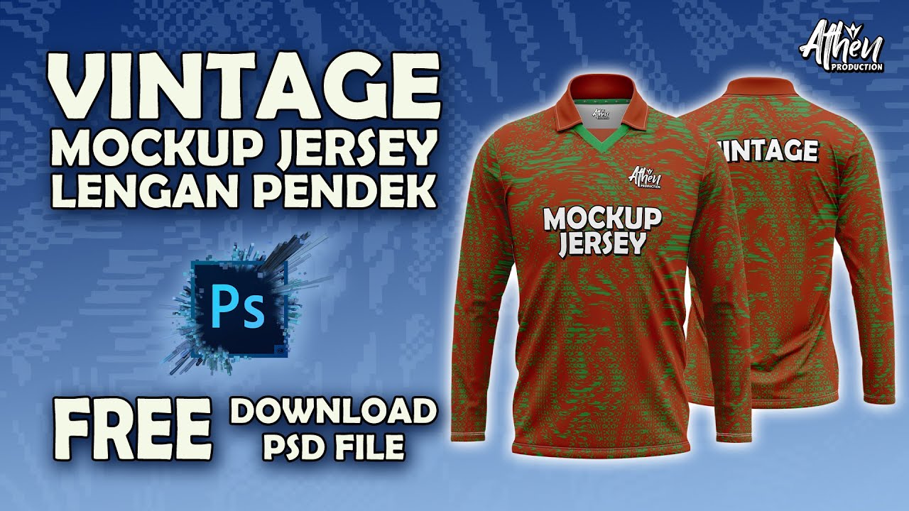 MOCKUP JERSEY ATASAN KERAH VINTAGE LENGAN PANJANG  | FREE DOWNLOAD MOCKUP | FILE PSD