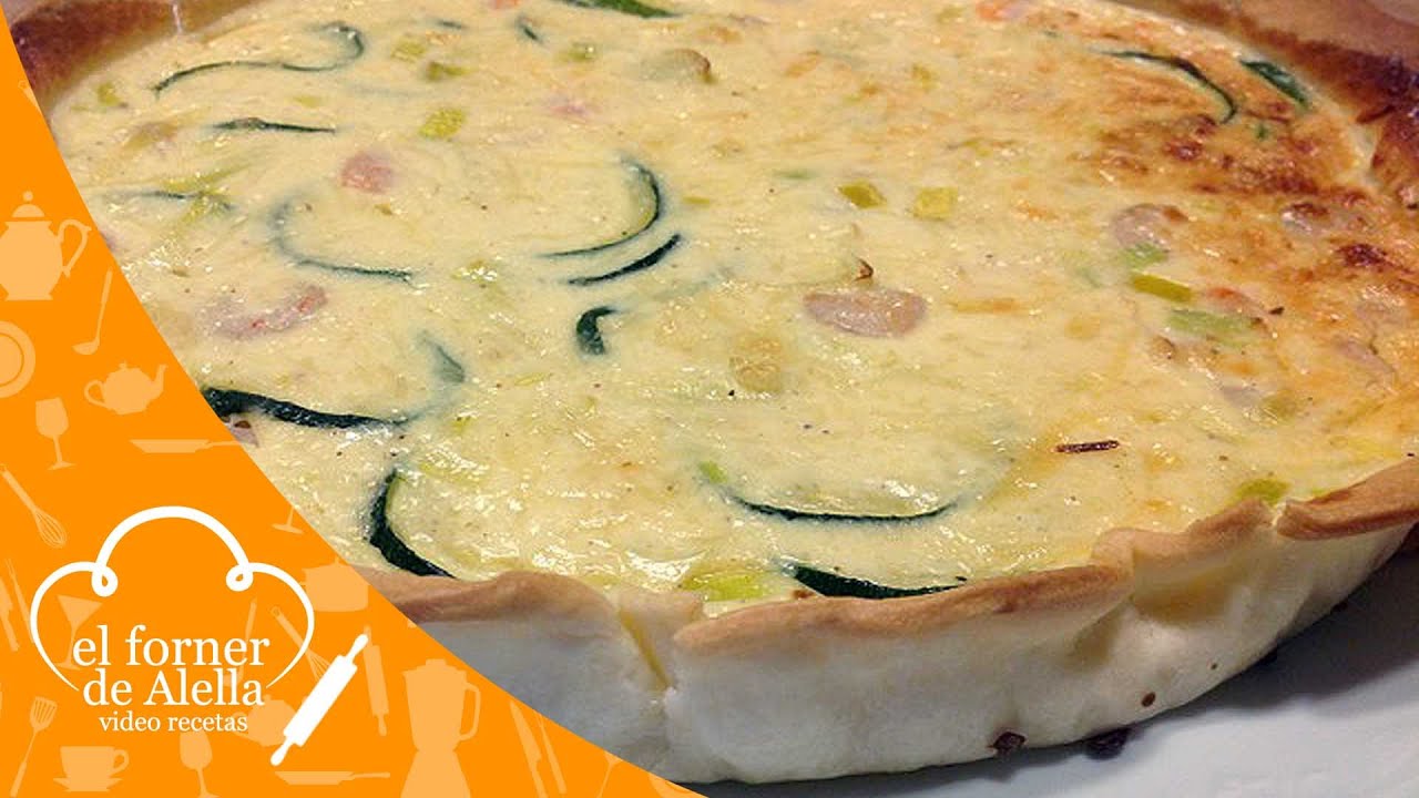 Quiche de gambas puerros y calabacin