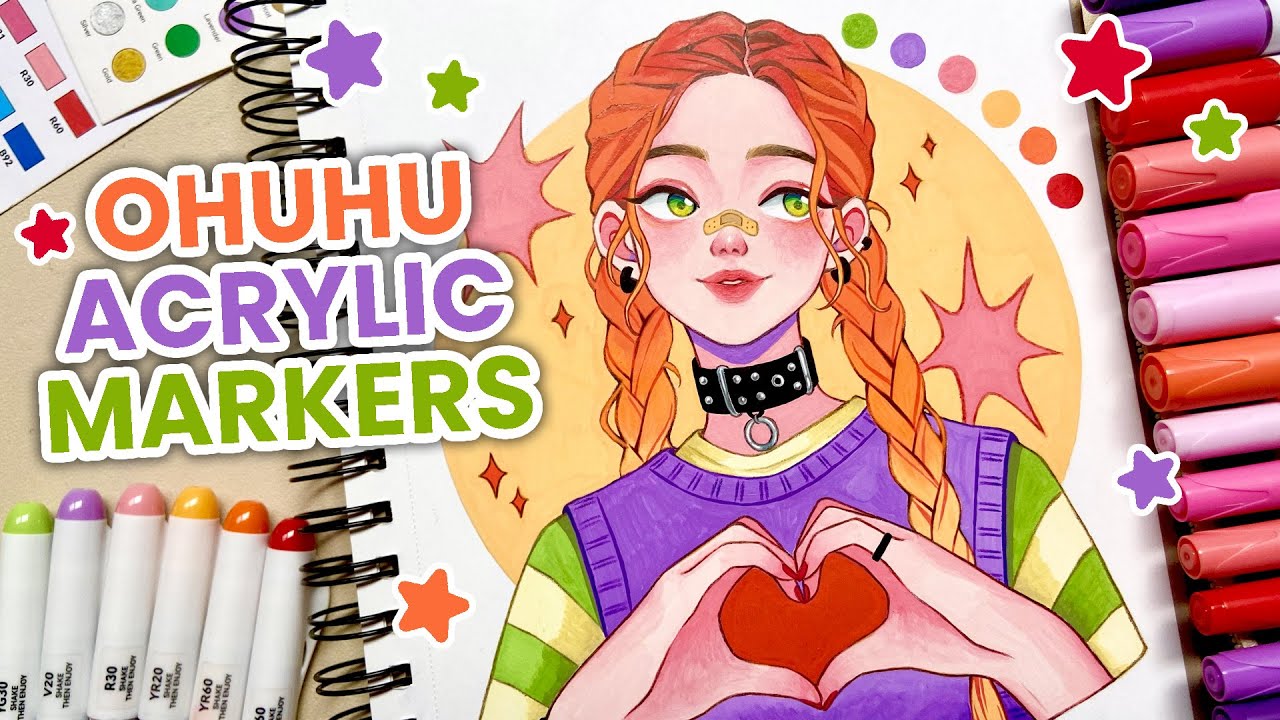 💖 Coloring with Ohuhu Acrylic Markers / Relaxing Coloring Process ✨