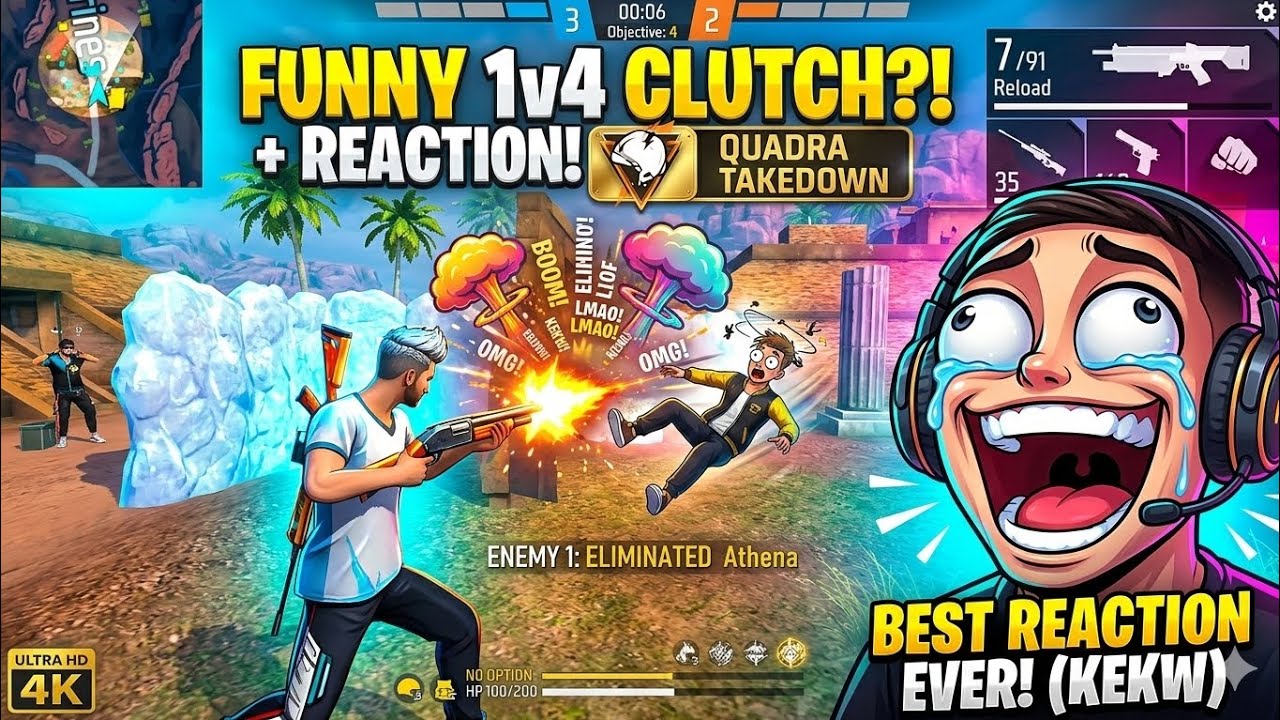 FUNNIEST CS RANK 1v4 CLUTCH EVER 😂🔥 | Free Fire Crazy Solo vs Squad