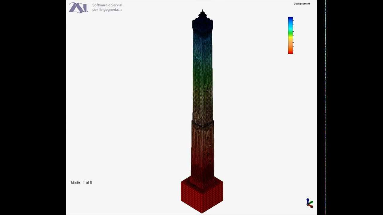 Come vibra la Torre degli Asinelli - modo 1