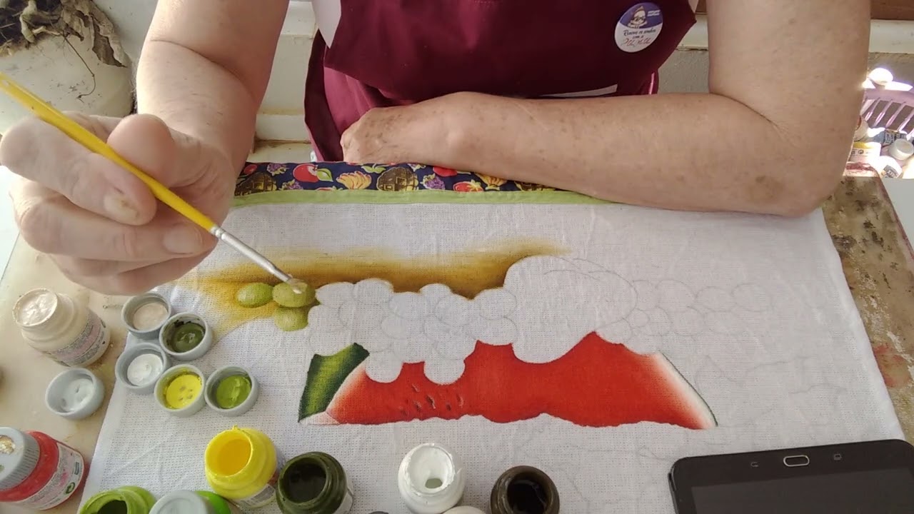 262 - #pintura  em tecido uvas verde