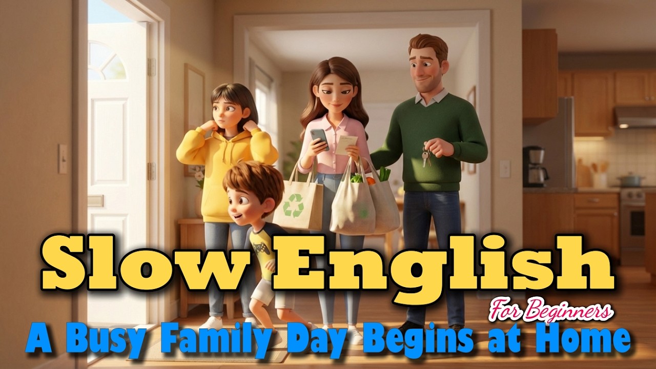 A Busy Family Day Begins at Home | Slow English For Beginners | A1–A2 level