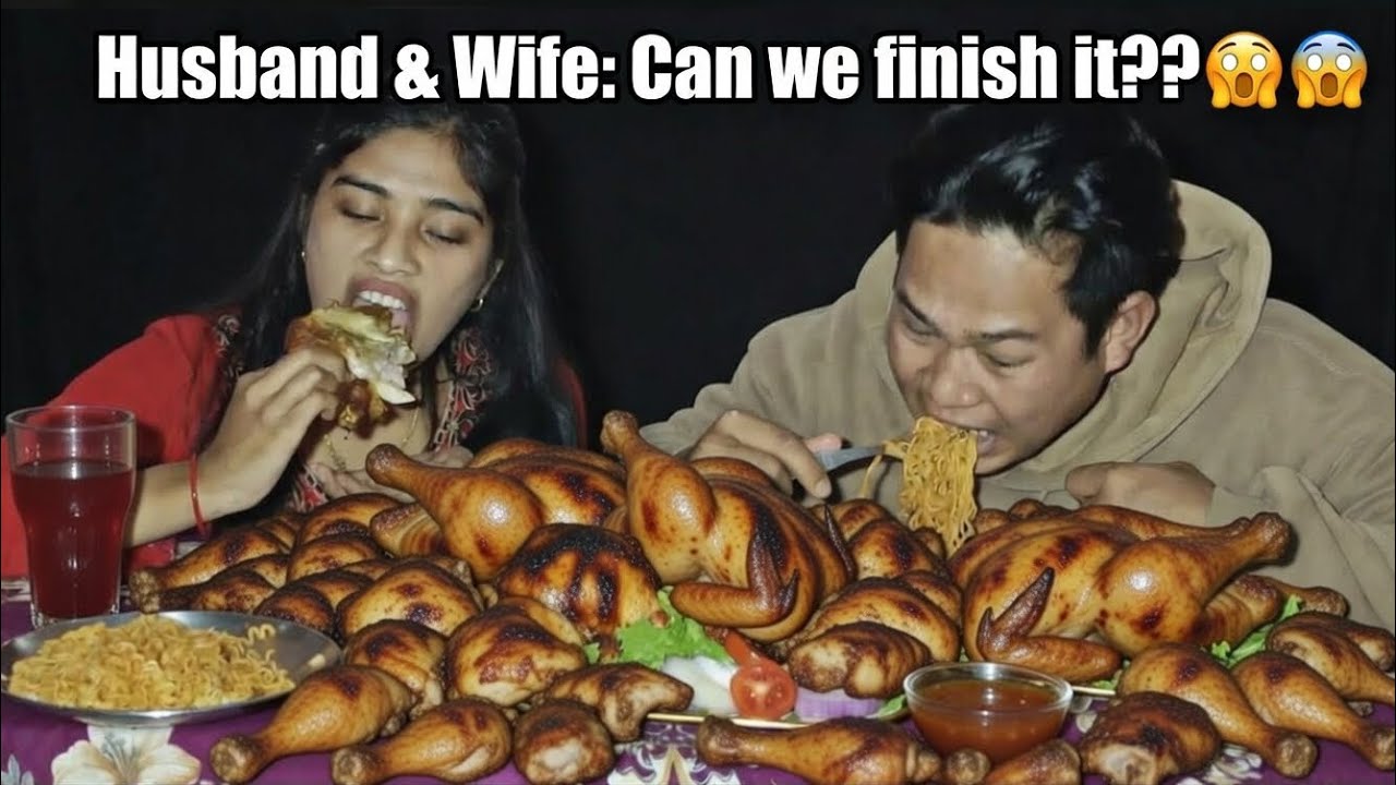 FULL GRIL CHICKEN 🐤& ramen noodle🍜 noodles can we finish it??🤯🤯||HUSBEND AND WIFE 😍|| 😋😋😋