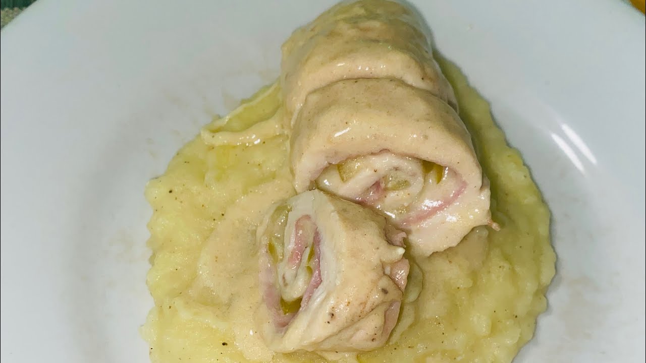 Pechuga de pollo rellenas con jamón,queso y aceitunas 🫒 