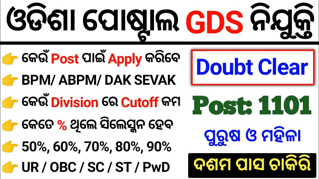 Odisha Postal GDS Recruitment 2025, କେଉଁ Post ପାଇଁ Apply କରିବେ? Odisha GDS Cut off 2025 !GDS Odisha