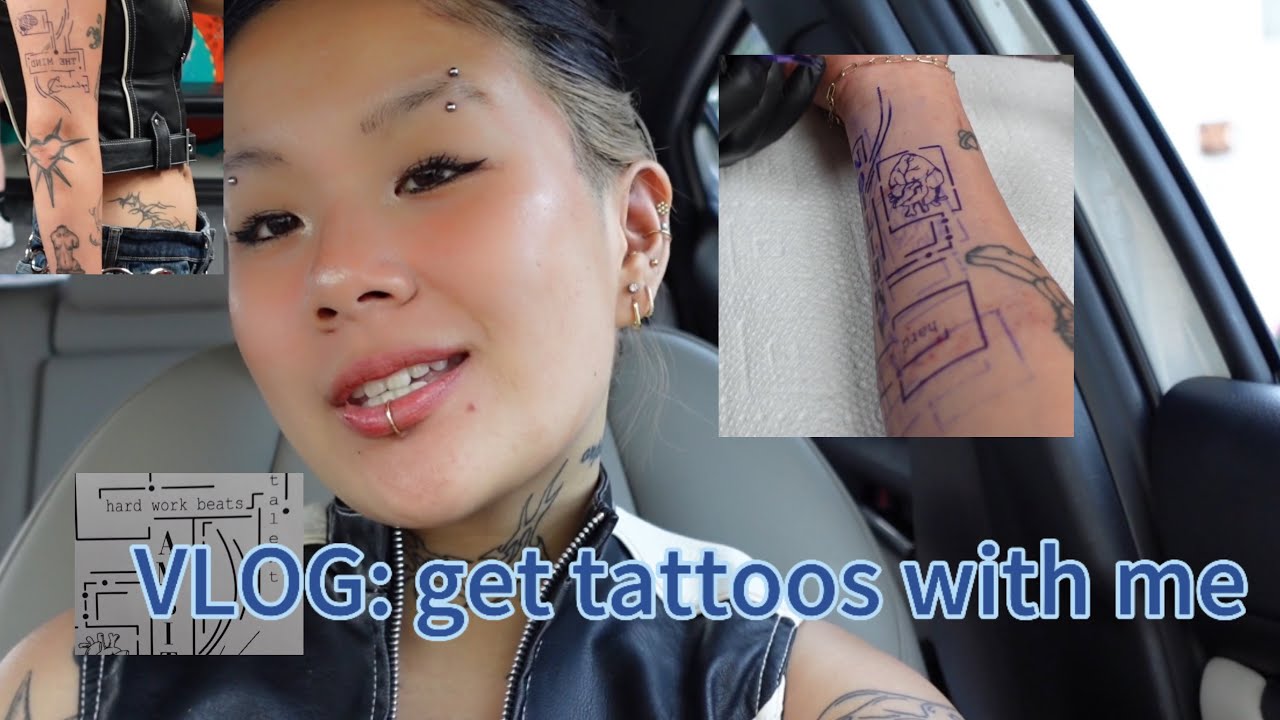 VLOG: day in my life, come get tattoos with me, 3 new tattoos, take instagram pics with me