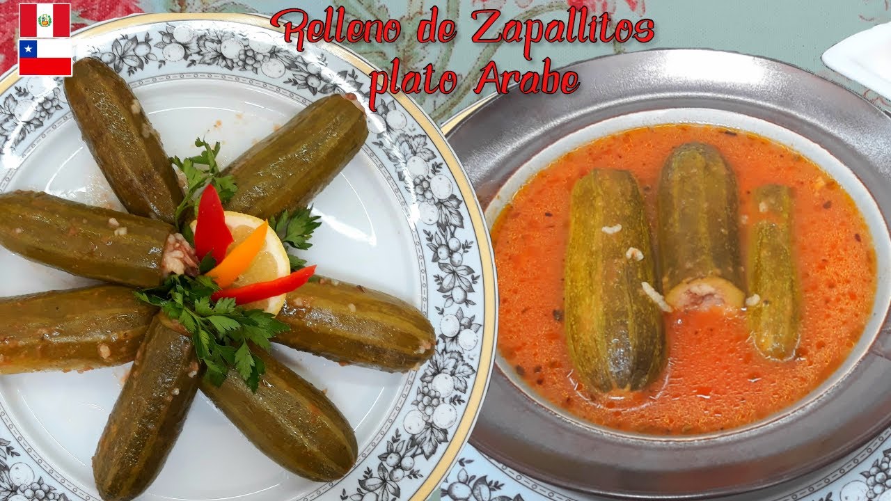 Preparando Zapallitos  Rellenos al estilo Árabe, Palestina en Sopa de Tomate  UNA PERUANA
