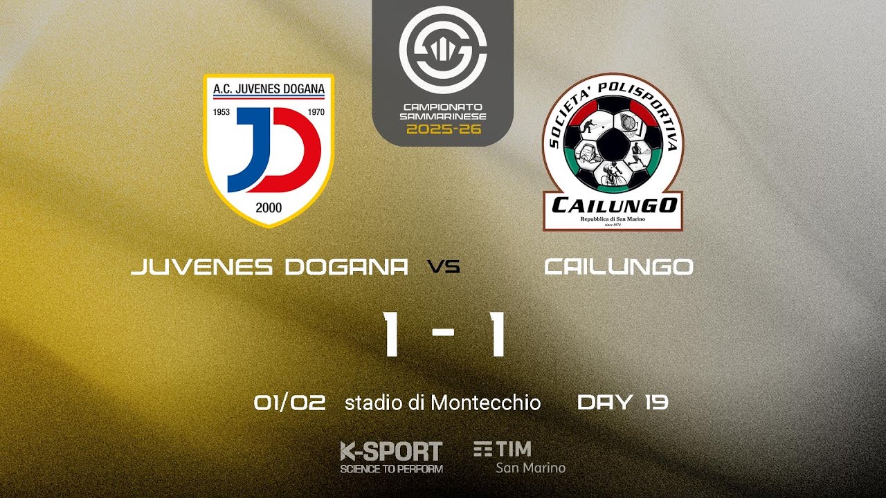 Campionato Sammarinese 2025-26, 19. giornata | HL Juvenes Dogana-Cailungo 1-1
