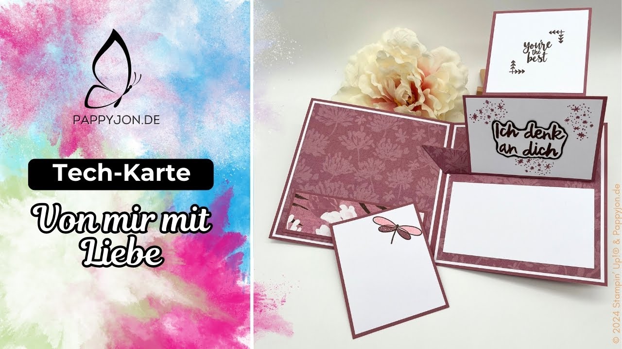 Tech-Karte Von mir mit Liebe | DIY Grußkarte | Liebevolle Botschaften in Rosa | Tutorial | #pappyjon