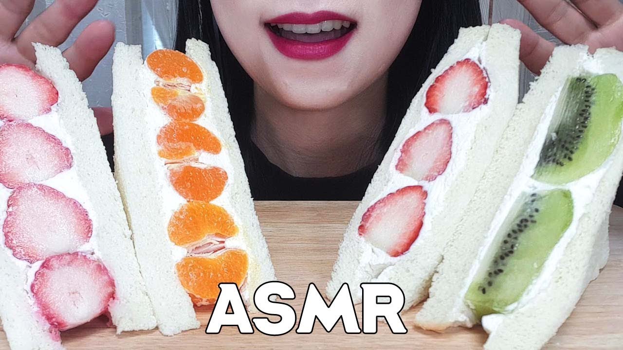 FRUIT SANDWICH(strawberry, kiwi) ASMR 과일샌드위치 리얼사운드 노토킹 먹방 EATING SOUNDS NO TALKING MUKBANG | JU 제이유