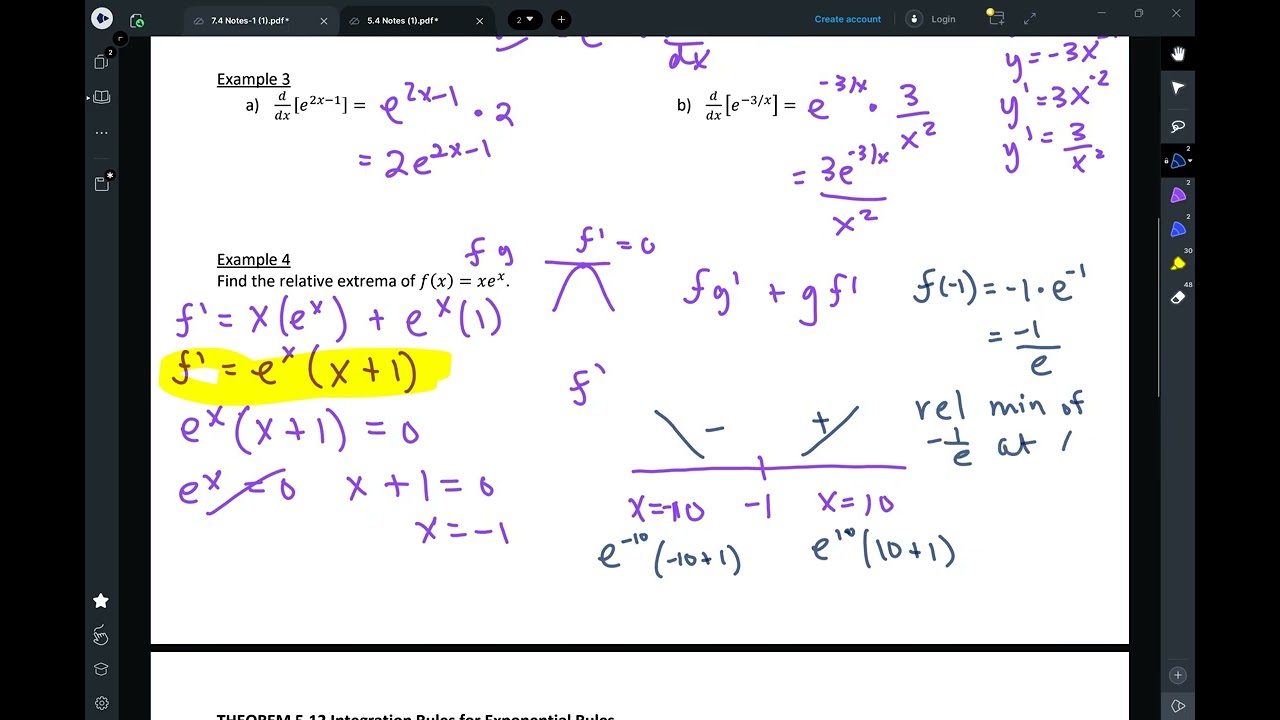 Calc AB Notes 5.4 Natural Exponential Function:  Differentiation and Integration