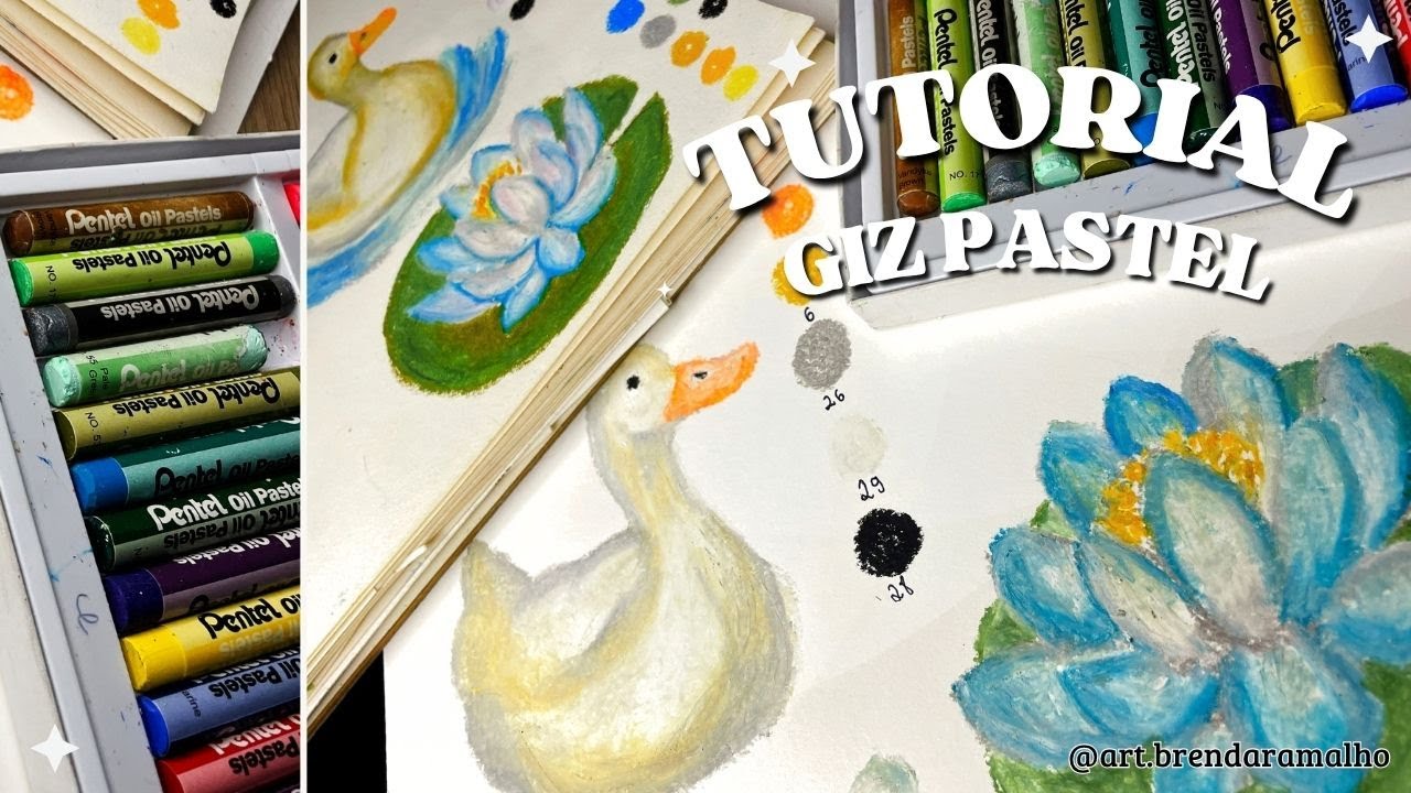 2 PINTURAS FÁCEIS COM GIZ PASTEL OLEOSO | Passo a passo 🌸🎨