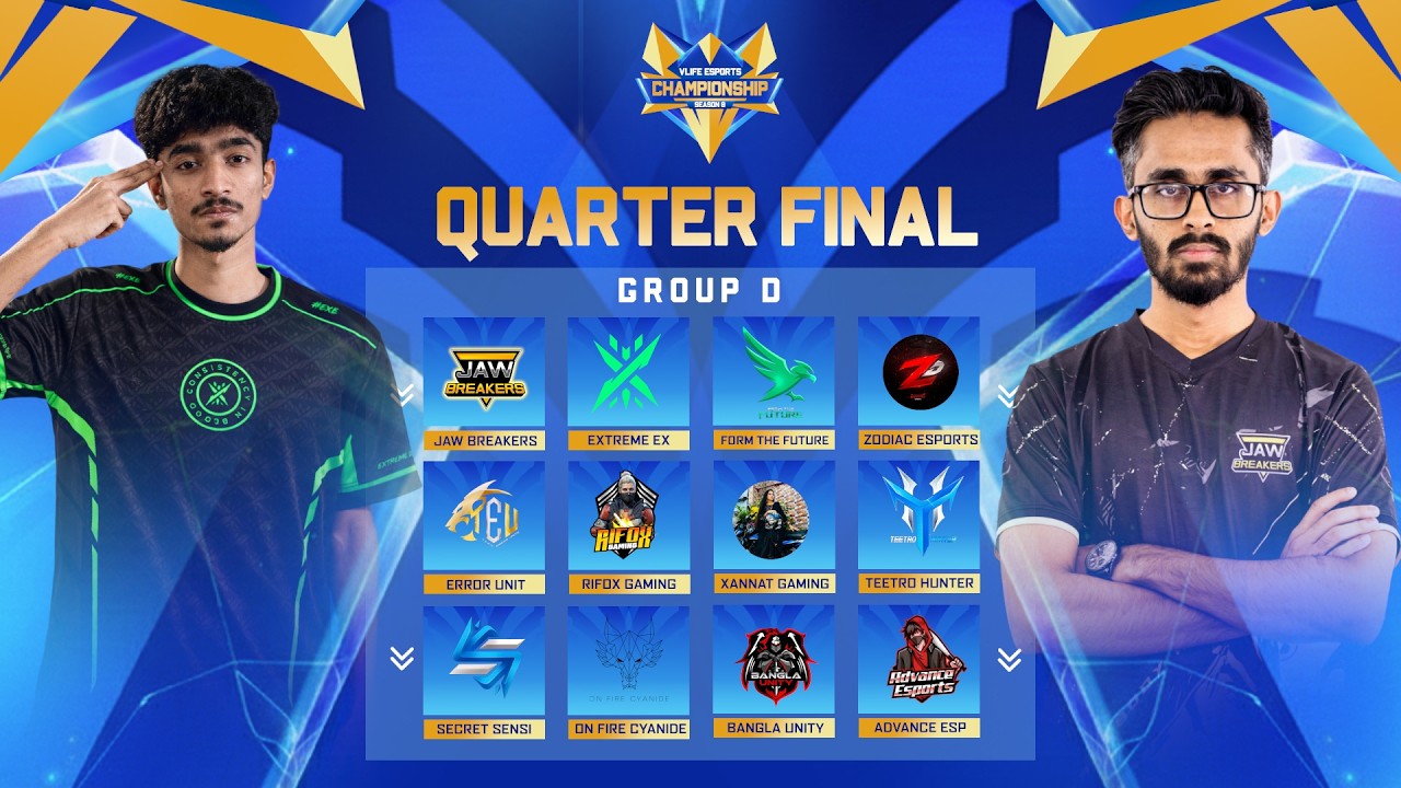 [🔴LIVE] VLIFE ESPORTS CHAMPIONSHIP SEASON-08 | QUARTER FINAL G-D | FREEFIRE @Flickerz7