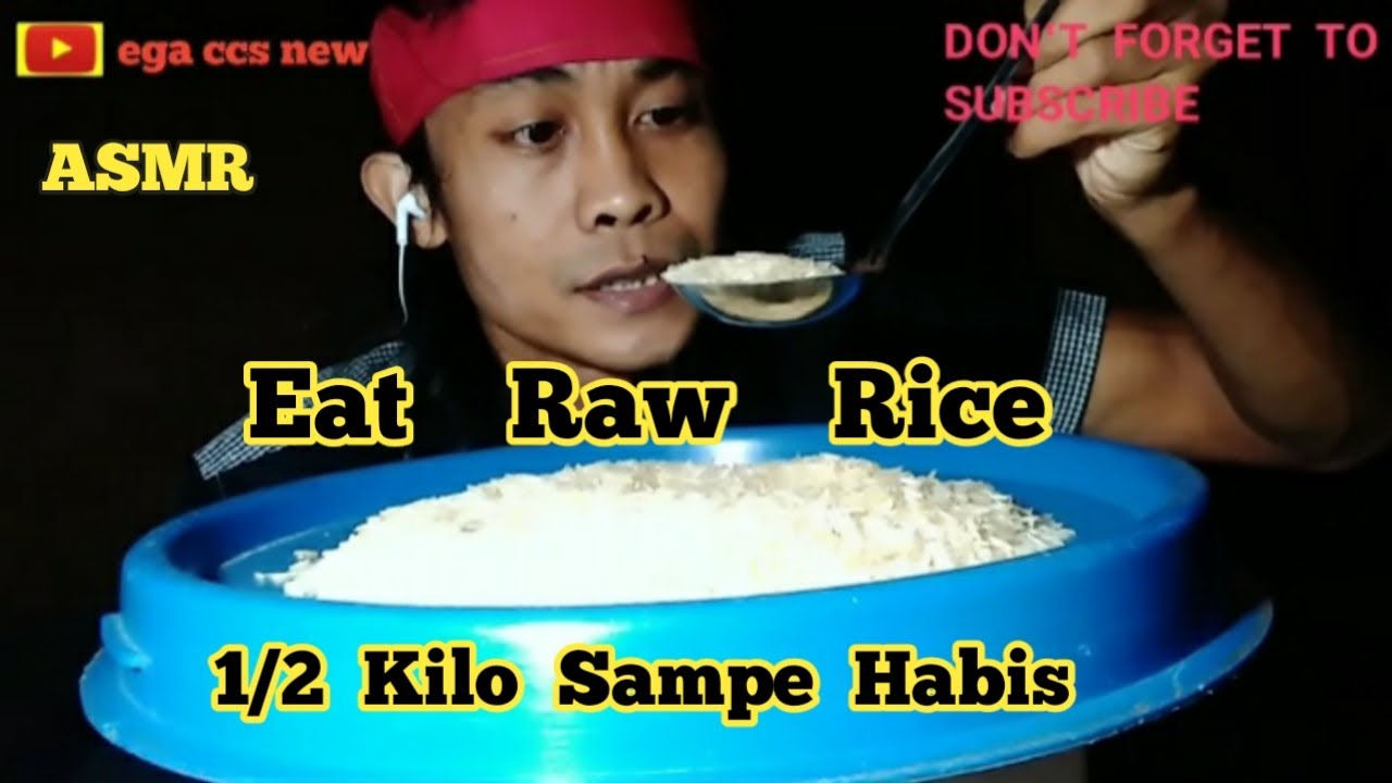 ASMR RAW RICE EATING⁉️ 1/2 kilo BASMATHI RICE //MAKAN BERAS MENTAH SAMPE HABIS KENYANG BANGET 😱