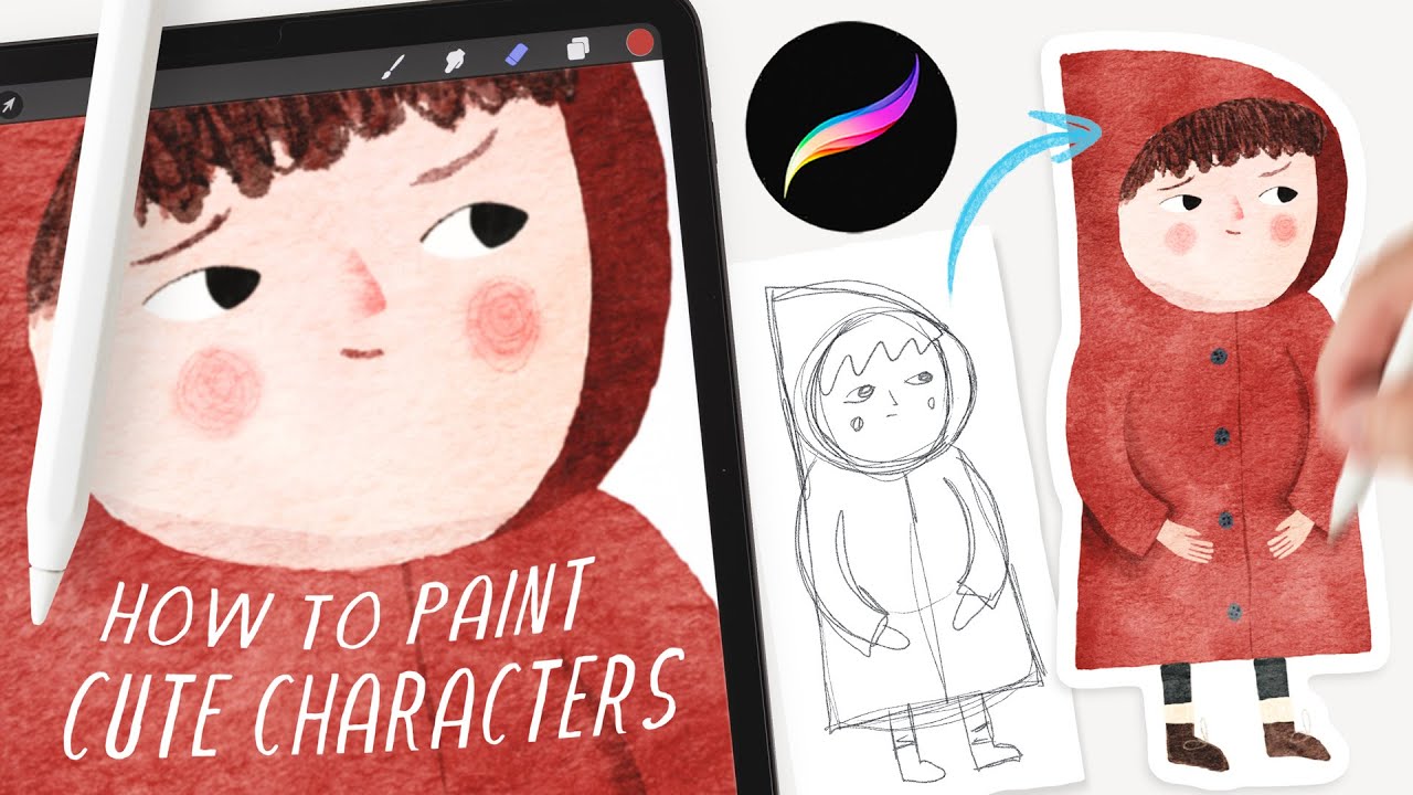 How to paint storybook characters in Procreate // EASY Procreate watercolor tutorial for beginners